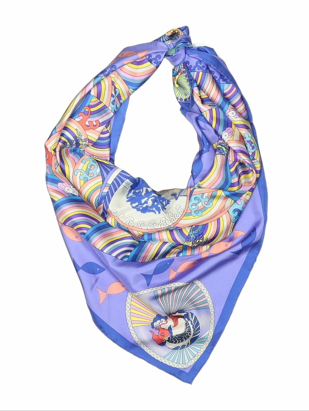 Vibrant Blue Multi-Color Silk Scarf